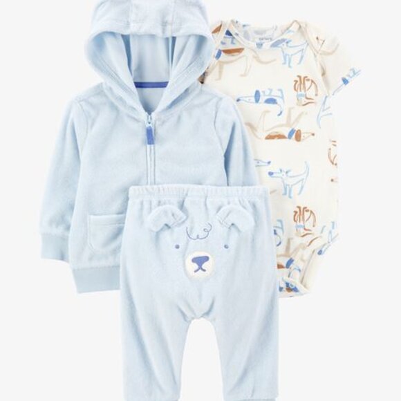 Cozy Blue and Cream Baby 3-Piece Set - Picture 1 of 2
